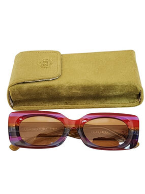 CRAP EYEWEAR NEW The Supa Phreek Rainbow Rectangular Sunglasses Red Purple